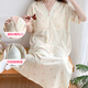 Ou Luxi's summer breastfeeding nightgown short-sleeved maternity confinement suit with chest pads large size pregnant women pajamas long hospitality delivery skirt feeding clothes SSY16803 3XL size recommended weight 148-170Jin [Jin equals 0.5 kg]