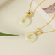 Sterling silver 925 Hetian jade necklace lotus shape women's new Chinese style flower collarbone chain peace buckle girlfriend pendant D13791 Tyrgy Furong necklace 925 silver