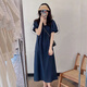 Jingqi (JOYNCLEON) maternity dress summer thin dress trendy mother fresh maternity summer dress small Korean version maternity dress blue L
