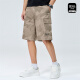 Mark Waffe [camouflage workwear] casual shorts men's 25 summer large pocket letter embroidery fashion trendy and cool versatile five-point pants 701 khaki 2XL