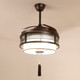 New Chinese fan chandelier bedroom living room solid wood invisible home Chinese style retro fan frequency conversion restaurant chandelier peony diameter 50 cm 48 inch DC frequency conversion