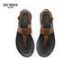 DEEP BREATH Deep Breath Women's Shoes Cowhide T-String Flat-Soled Vacation Style Fit Sandals Women's Shoes AX14117 Brown 37
