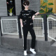 Saiyou Junior High School Students Short-sleeved Teenager Cotton T-shirt Boy Junior High School Students 12-16 Years Old Sports Set is Handsome 9226 White Blue [Set] S About 60-75 Jin [Jin equals 0.5 kg]