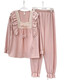 Bunte Edelsteine ​​Frühlings- und Herbst-Pyjamas Frauen langärmelige Strickjacke dünne süße Spitzenspitze-Kleidung KYX-X9904 GRAY 170 M