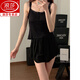 
Langsha (langsha) ice silk suspender pajamas for women in summer cool feeling with chest pad sexy thin style 2025 new white home clothing set ESY-A1105-white (fixed chest pad) M