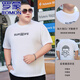 
ROMON high-end pure cotton large-size short-sleeved T-shirt for men in summer round neck plus fat plus big belly large men's half-sleeved fat JXM9901 Black 5XL 195[220-240Jin[Jin equals 0.5 kg]]