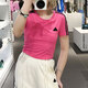 Adidas Neo short-sleeved women's clothing 2025 spring new running fitness training sportswear breathable fashion casual round neck T-shirt jv9859 pulse magenta XL