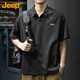 
Jeep (JEEP) short-sleeved T-shirt for men's cool polo shirt for men's trendy brand loose semi-zipper quick-drying top for men's clothing Black XL