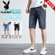 Playboy Brand Herren-Denim-Shorts Thin Tendy TRENDY CLASSION FÜNFEN FÜNF 2025 SOMMER NEUER Hong Kong Style Mid-Ärmeln 671 Black 30 (2 Fuß 3)