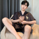 Modal Herren Pyjamas Sommereis. Seide Kurzärärmelenhose Feste Farbe Schwarzer Sommer Dünnstil Jungen Nachahmungsseide I Seide Home Kleidung Set 12532 [Yunduo-Baumwoll-Kreppstil] L (Empfohlener Höhe 170, Gewicht 100-1