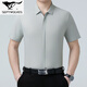 Sieben Wolf Mulberry Silk Short Sleeve Shirt Herren Sommer Neues Freizeitgeschäft No Bügelhemd mit mittlerem Alter dünne halbärmelige Top 6913 Navy S 165/105