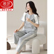浪莎（langsha）女士短袖纯棉睡衣套装夏季长裤家居服韩版薄款可外穿夏天卡通 Y9721 L (建议95-115斤)