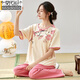 
Modal short-sleeved pajamas for women in spring and summer thin imitation cotton trousers new Chinese style summer women's home clothing set LZY9905 M (recommended 75-95Jin [Jin equals 0.5 kg])