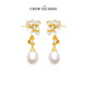 Zhou Taisheng Jasmine Pearl Earrings S925 Sterling Silver Girls Light Luxury High-end Earrings Birthday Gift for Girlfriend