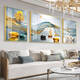 
Fulu Light Luxury Living Room Decoration Painting Simple Modern Sofa Background Wall Hanging Painting Atmospheric Mural Landscape Painting Wall Painting HJ-3895-Back with a Back Suitable for sofas below two meters on both sides of 30*50+