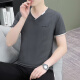七匹狼（septwolves）夏季纯棉男士短袖恤领薄款修身青年潮流半截袖男休闲鸡心领体恤 蓝灰色 QY694 4XL 【170-190斤】