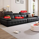 Dudu Meijia Italian minimalist Lawrence leather sofa 2025 light luxury living room straight sofa SJ-V6# 2 meters