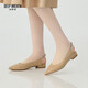 DEEP BREATH Deep Breath Women's Shoes Sheepskin Rear Empty Band Diamond Flat Sole Pointed Toe Single Shoes Rear Empty Shoes AX11162 Khaki 38