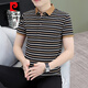 Pier Cardin Light Luxury Polo Shirt Herren kurzärmelig T-Shirt 2025 Neues Sommer-Revers Streifen Daddy Anzug T-Shirt Männer Qy756 Black Cafe l Vorschlagen 120-135Jin [Jin gleich 0,5 kg]