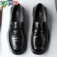 CARTELO crocodile (CARTELO) first layer cowhide shoes men's shoes 2025 new loafers breathable business casual shoes men's leather shoes K054 black 42