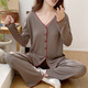 COLORFUL GEMS jacquard cotton pajamas for women Korean style small fragrance long-sleeved home clothes Guangzhou 13-row KYX-X9921# apricot color (with chest pad) 170 M