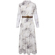 Pink and blue wardrobe oriental charm artistic smudge dress for women's autumn clothes new lace-up waist long-sleeved skirt 533L702 Vanilla Apricot L