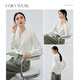 Shandubila chiffon shirt for women, spring and autumn temperament commuting V-neck shirt, slim loose long-sleeved top, off-white M