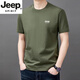 JEEP SPIRIT high-end short-sleeved T-shirt for men 2025 summer pure cotton round neck loose casual half-sleeved T-shirt for men YS9929 military green M 105[90-110Jin[Jin equals 0.5 kg]]