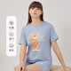 Ich liebe es, reine Baumwollpyjamas für Frauen mit kurzärärmernem Anzug für Sommer dünne, atmungsaktive runde Nacken-Cartoon süßes lässig und kann außerhalb von Heimkleidung getragen werden 9856-Shorts L.