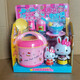 Pink Rabbit Kühlschrank Set Mini Küche Einkaufswagen Waschmaschine Medizinische Werkzeuge Mädchen spielen Hausspielzeug Geschenk Mini Toast YY17081