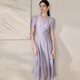 Roeyshouse Royyshouse Temperament Safran Purpur Taille Kleid 2025 Sommer neuer Modebüschel