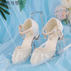 Ye Yu children's high heels student version little girl performance white silver princess shoes girl host with dress crystal shoes white 23 cm inner length 37 size