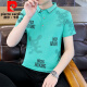 皮尔卡丹（pierre cardin）新款男士纯欲风polo.衫时尚韩版半袖青年印花棉质吸汗透气短袖t恤 9226黑色 3XL 150-160斤