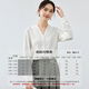 Shandubila chiffon shirt for women, spring and autumn temperament commuting V-neck shirt, slim loose long-sleeved top, off-white M