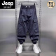 JEEP SPIRIT特大码300斤美式休闲松紧腰工装裤男女夏季宽松束脚运动哈伦长裤2 军绿色【升级版】 6XL 【适合250-300斤】