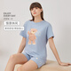 Ich liebe es, reine Baumwollpyjamas für Frauen mit kurzärärmernem Anzug für Sommer dünne, atmungsaktive runde Nacken-Cartoon süßes lässig und kann außerhalb von Heimkleidung getragen werden 9856-Shorts L.