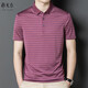 
CEO Yageol Mulberry Silk Short Sleeve T-shirt Men's High-end Lapel Daddy Summer Middle-aged Striped Polo Shirt Trend FCY-A829 Red L 170 Recommended 120-140Jin [Jin equals 0.5 kg]