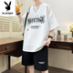 Playboy (PLAYBOY) summer new short-sleeved T-shirt for men junior high school and high school students sports suit for young people trendy handsome big children summer suit NZJ-6626 black (top + shorts) M 75 to 105 Jin [Jin equals 0.5 kg]