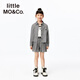 Little MO&Co.little moco children's clothing 25 summer clothes girls pure cotton plaid shirt long-sleeved shirt jacket KBE2SHT009 black and white plaid color 130 130/64