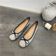 Huili Jun Doudou Single Schuhe Frauenschuhe 2025 Neue Sommer Vielseitige Bowlicht Mund Ballett Schwangere Frauen flache Schuhe J683-4 Schwarz 35