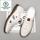 Woodpecker summer leather sandals men's soft sole soft face men's casual versatile hollow sandals hole shoes non-slip driving shoes white 6625 38