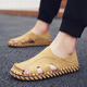 
Woodpecker men's sandals summer extra-large size black new style breathable lazy driving casual shoes soft sole driving men's shoes 9925 black 40