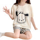 Xushansi pajamas for women in summer short-sleeved thin loose large-size summer girl cartoon cute style can be worn outside home clothing suit 679 green dinosaur M suggests 80-90Jin [Jin equals 0.5 kg]