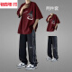 Luosenchi (Luosenchi) Jugendsport-Set Herren Sommer Pure Cotton Kurzärmel-Herrenmode 2025 Neue modische hübsche Hochschule Sommeranzug [zweiteiliger Set] 1048 reines Baumwoll-T-Shirt Grey + Hose Black S