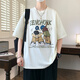 Camiseta de manga corta Baoming Mas's Pure Cotton Fat de 12-15 años de edad Junior High School Students Trendy Handsome 13 Teenagers Summer Top 695 Negro (Single Short Sorteved) Calidad Garantía XL (110-125Jin [Jin equivale a aproximadamente 0.5 kg])