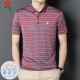 Mengtejiao men's mulberry silk short-sleeved T-shirt new summer style middle-aged dad casual striped polo shirt A829-blue M 165 suitable for 100-115Jin [Jin equals 0.5 kg]