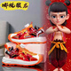 Бимуба (pimpa) Nezha Boys 'Boys Sandals 2025 Summer New Children's Hetabless Soft Sole не скользящая начальная школа для мальчика пляжные туфли M983 Черно-красные 36