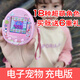 IGNB电子宠物机彩屏 儿童经典怀旧彩屏宠物蛋非拓麻歌子女孩生日礼物 充电版游戏机+粉色猫咪套+贴纸