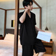 
Yu Zhaolin (YUZHAOLIN) teenager pajamas men's summer ice silk thin shorts shorts suit boys can wear home clothes outside in summer NSJYI-G723 shorts suit XL (recommended height 170, weight 125-150 Jin [Jin equals 0.5 kg])