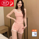 浪莎（LangSha）睡衣女夏季2025年新款莫代尔背心短裤薄款夏天无袖吊带家居服套装 DD-KKH-12035黑色 L